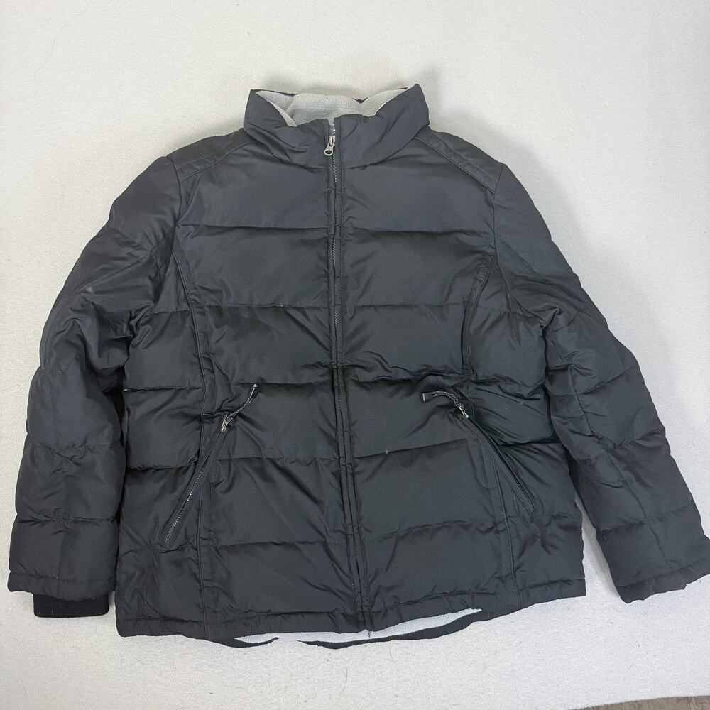 Athletech Black Puffer Down Jacket Fleece Lined Full Zip Insulated Coat XL